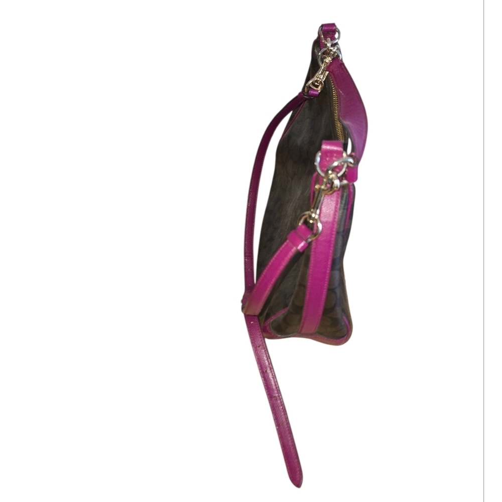 Coach Signature Harley Hobo Brown and Fushia Women's Hand Bag Purse - Picture 4 of 11